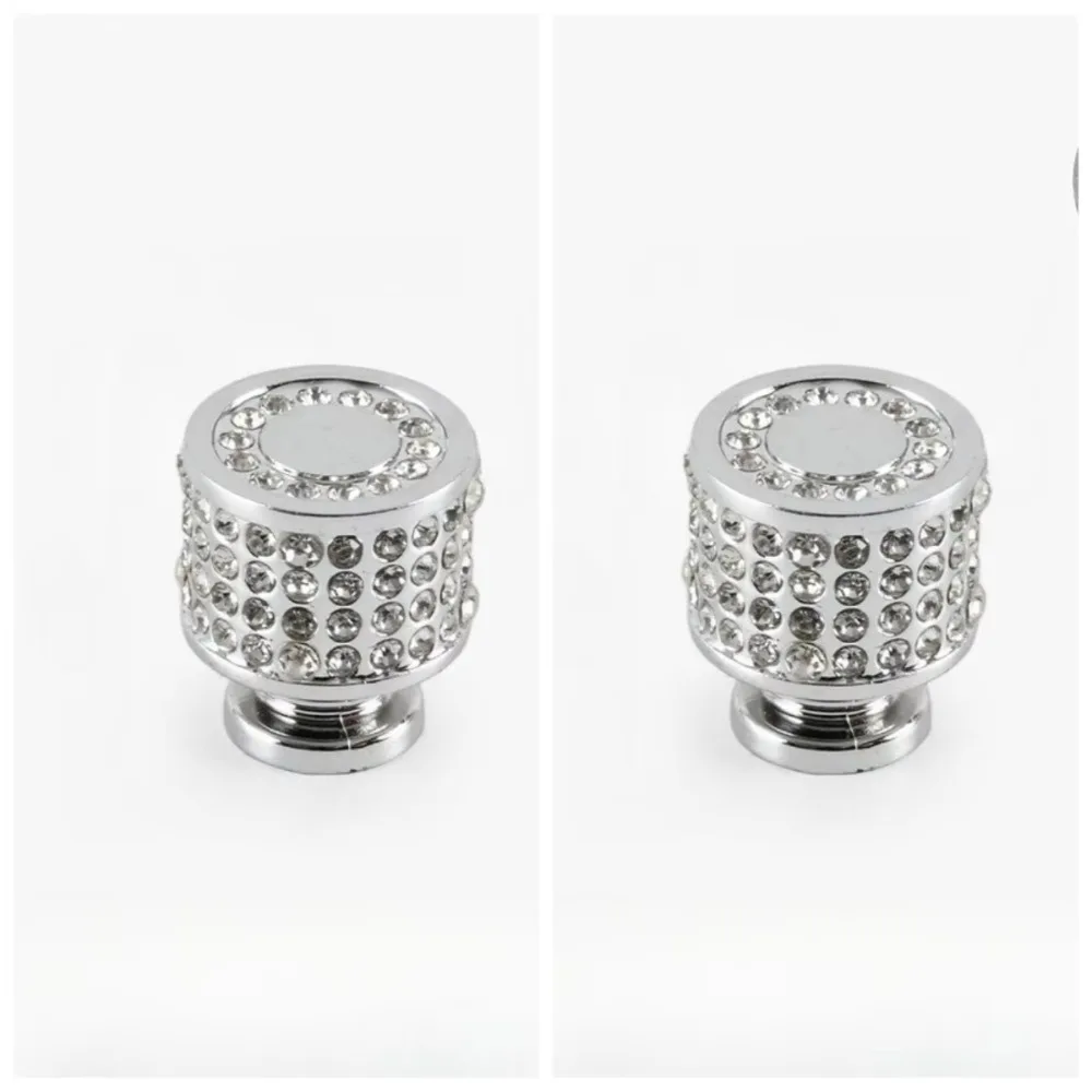2PCS Single-hole Cabinet Door Handles Rhinestone Simplicity Wardrobe Door Handle Crystal Luxury Drawer Pulls