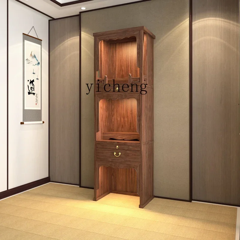 

Bodhisattva offering table solid wood new Chinese-style shrine cabinet, three-layer Buddhist shrine stand cabinet,
