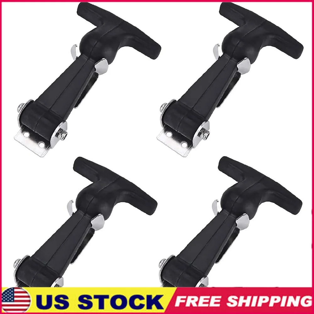 

4 Pcs Rubber Flexible Draw Latches T-Handle Hasp Vehicle Hood Battery Box Compartment Door Mounting