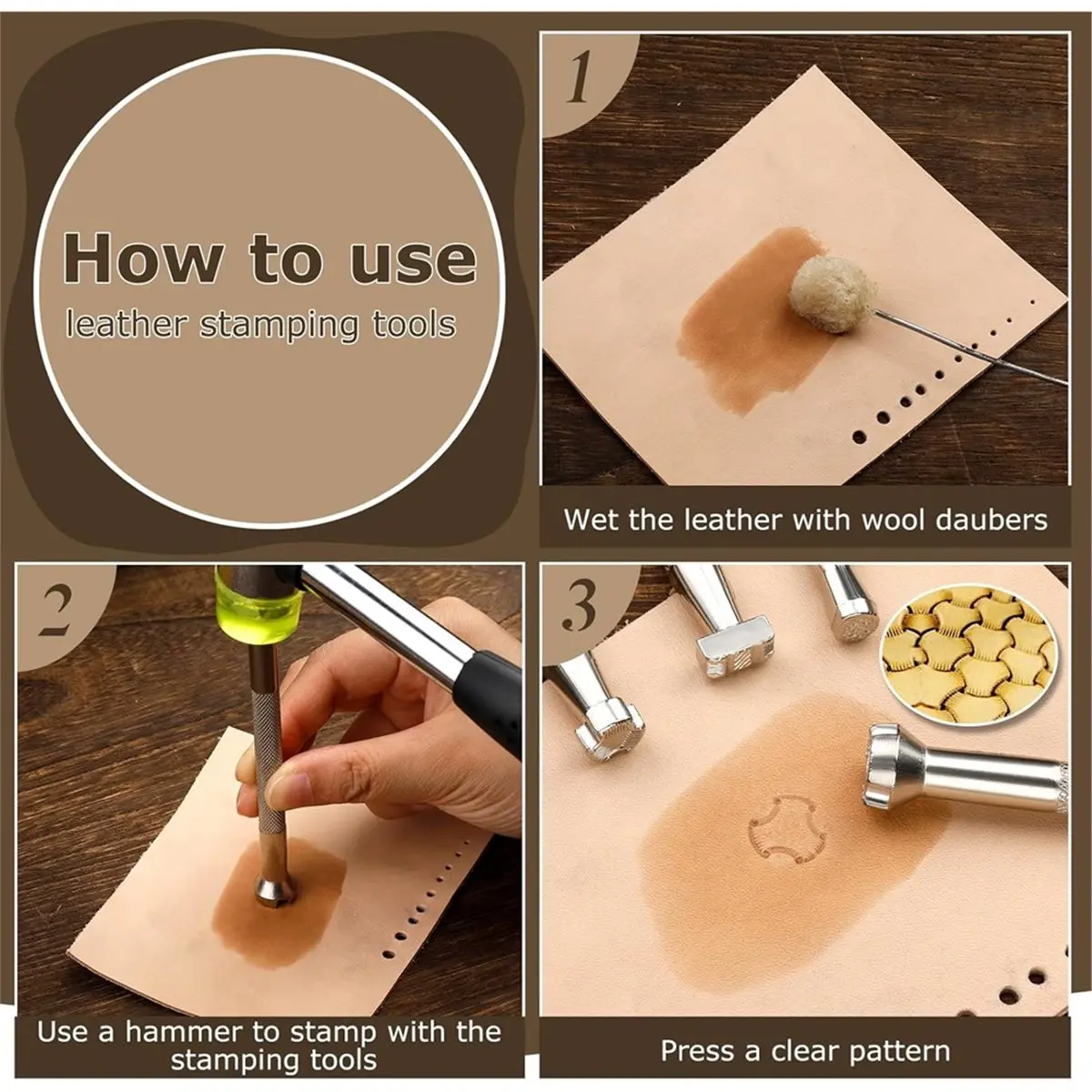 618 Mega Sale 6pcs Leather Stamping Tools, Leather Stamping Kit Special Shape Stamp Punch Set Carving Leather Craft Stamp