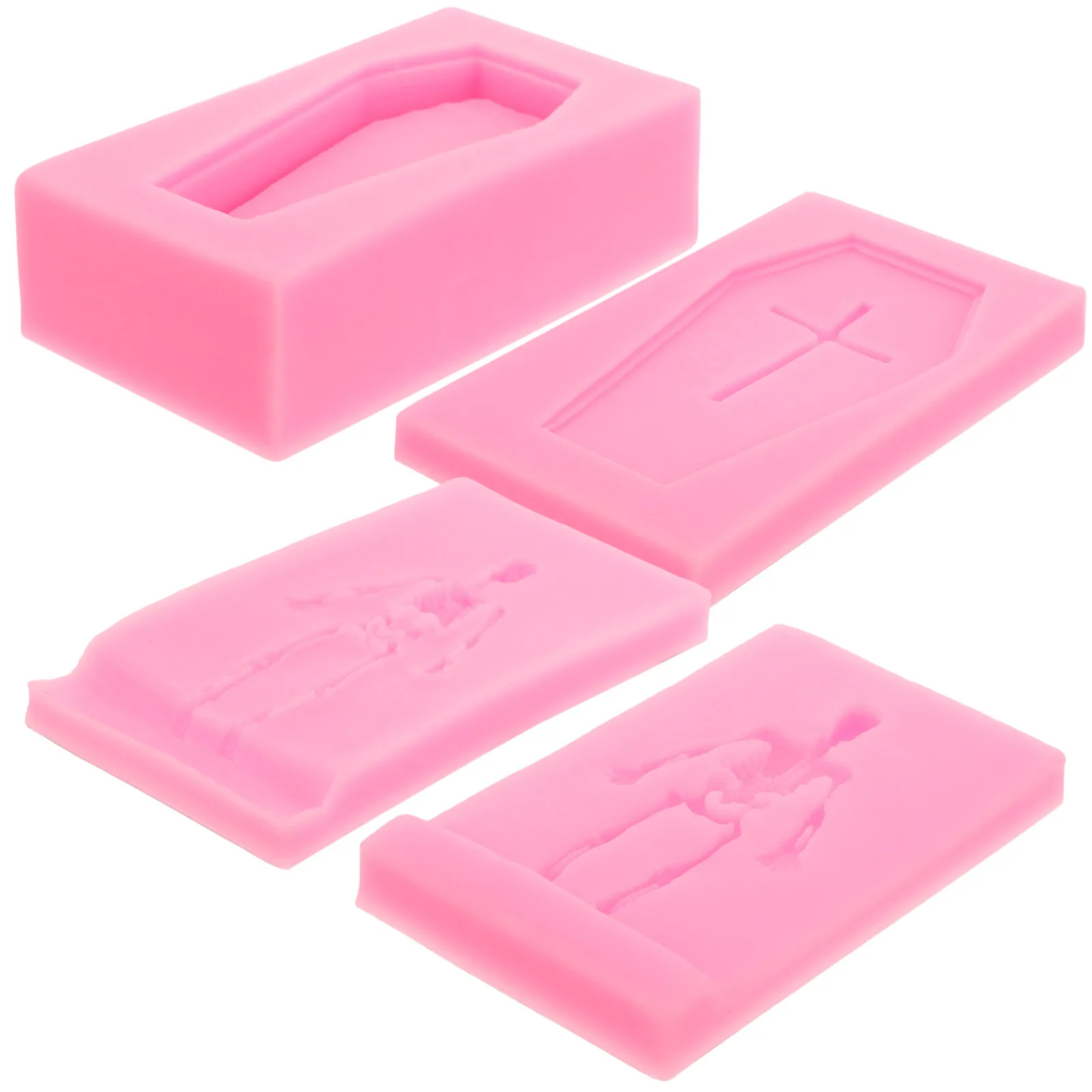 

4Pcs Halloween Coffin Silicone Mold Creative DIY Scented Making Mould Durable Nonstick Mold