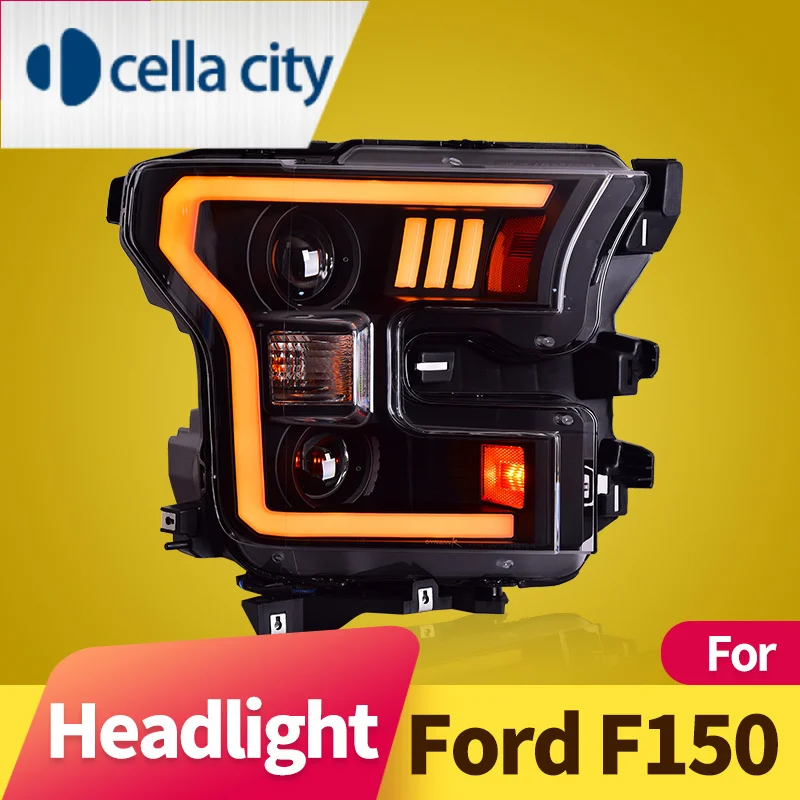 Headlight Assembly For Ford Raptor 2017-2020 / Ford F150 2015-2017 Amber DRL LED Sequential Turn Signal Xenon Low Beam