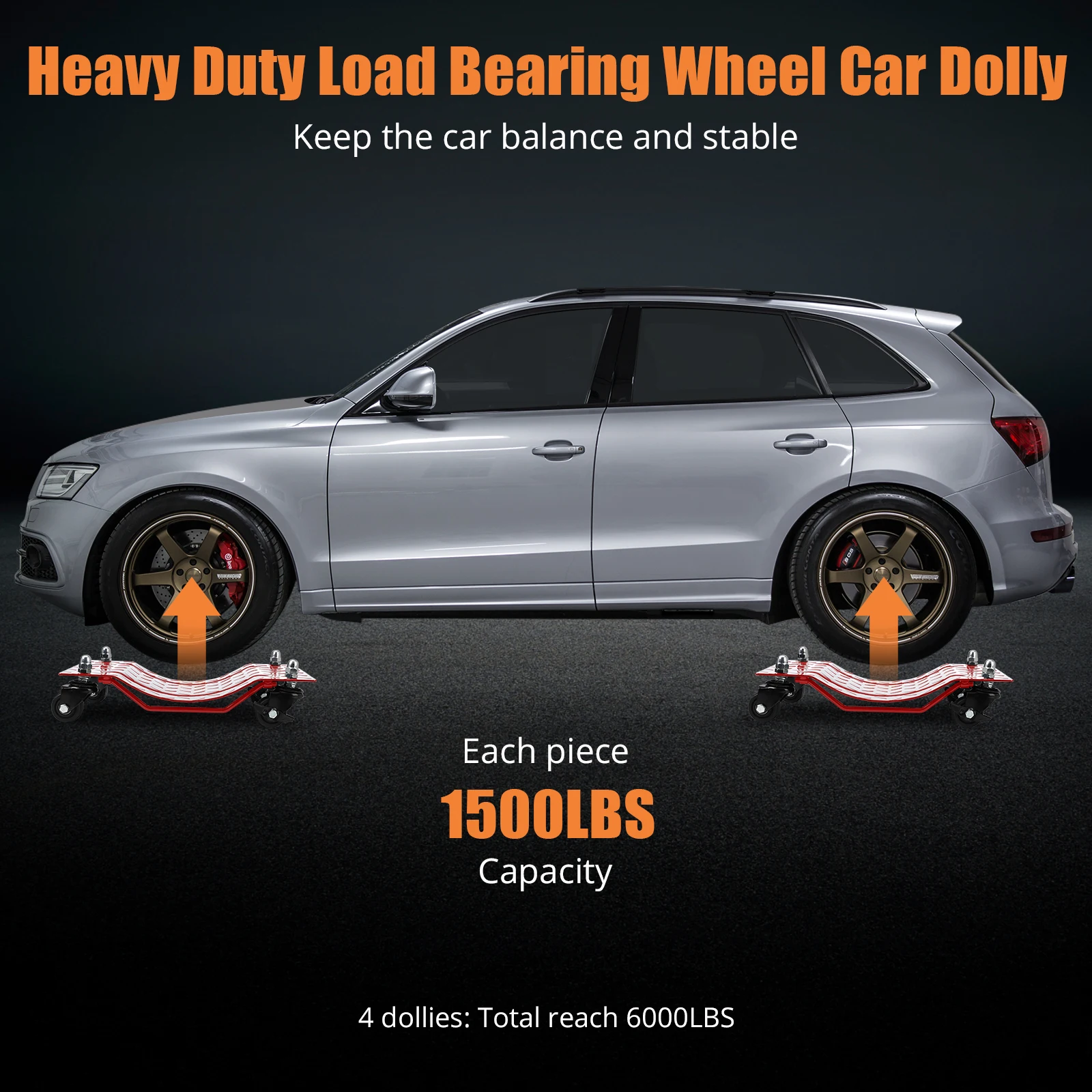 Heavy Duty 4 Pack Tire Skates,Wheel Dolly Vehicle Tire Skates With 6000 Lbs,Car Dolly With 360 Degree Rotatable Wheel