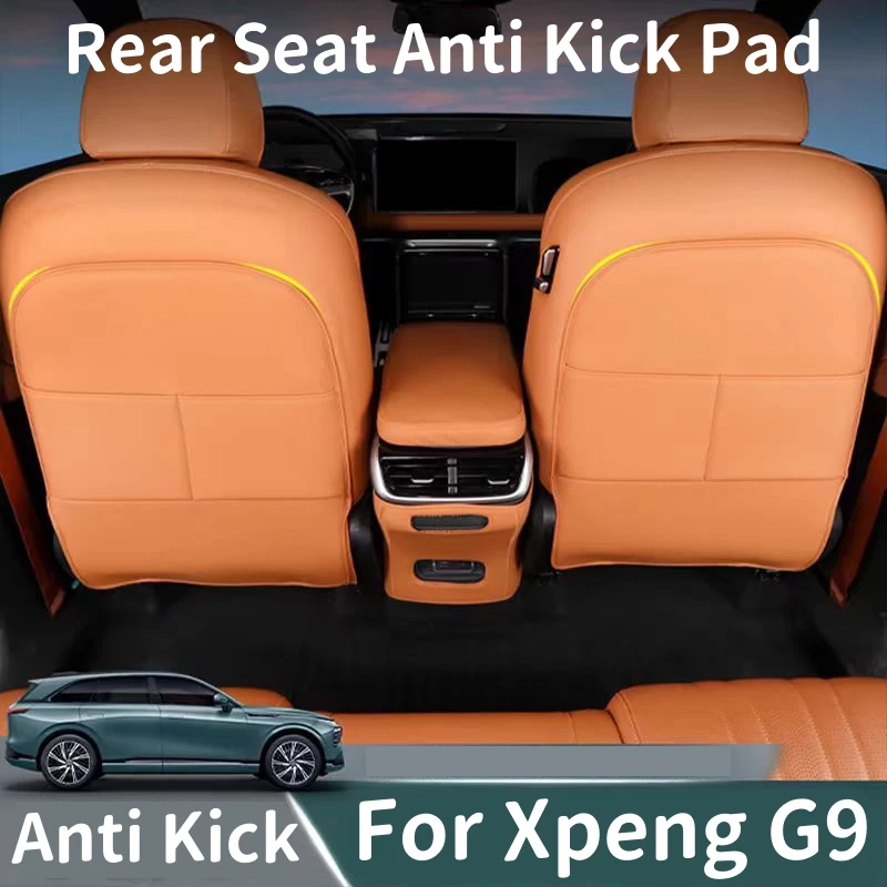 

For Xpeng G9 2024 2023 2022 Leather Seat Back Kick Protector, Backseat Kick Mat Seat Cover Waterproof Armrest Box Anti Kick