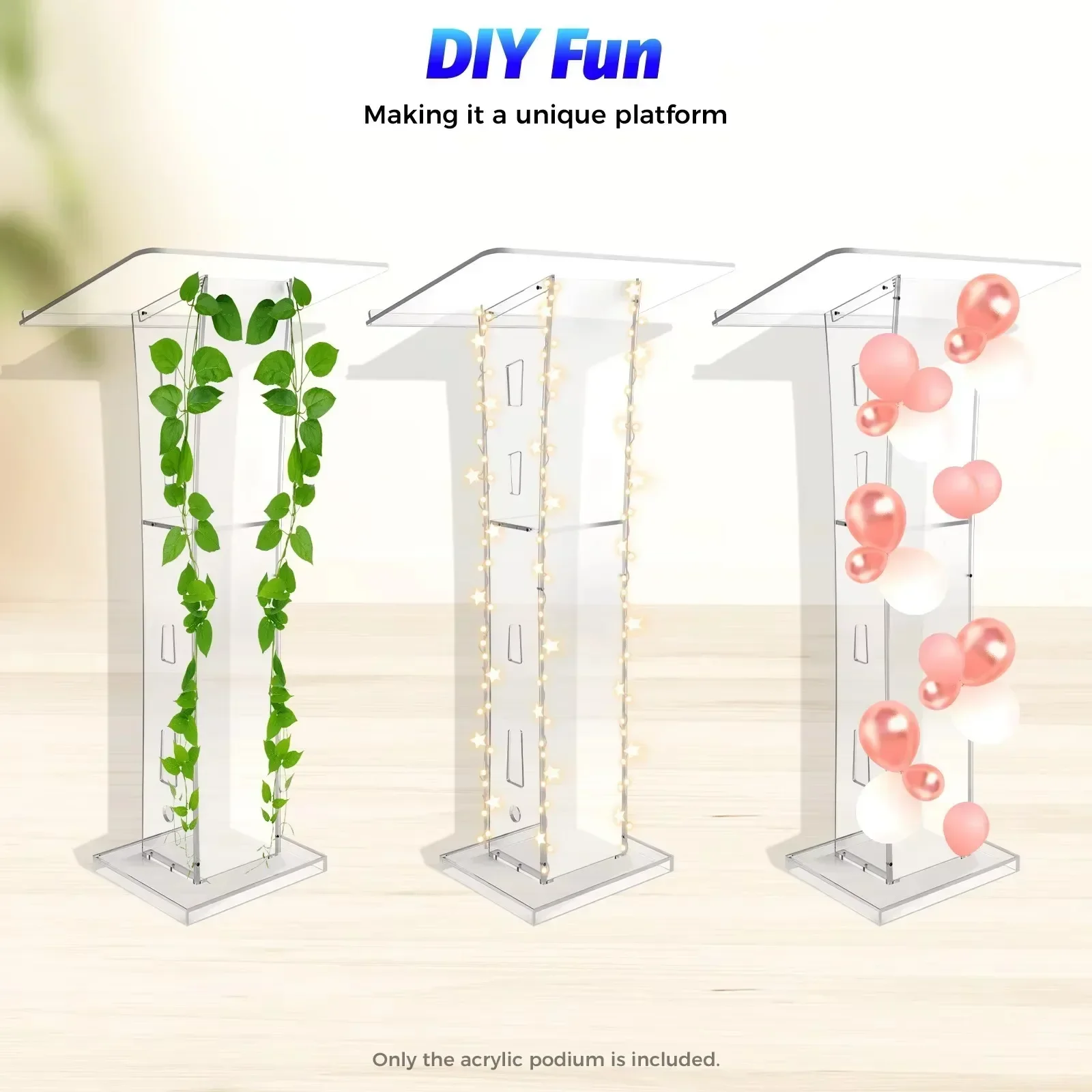 Acrylic Podium Arena 60 X 40 X 110 Cm Transparent Moving Track for School Church News, Universities, Press Conferences