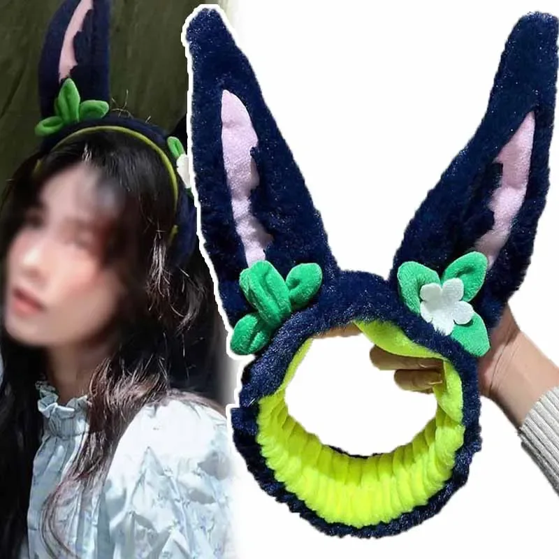 Cosplay Cute Ear Make Up Wash Headwear Women Girls Game Genshin Impact Tighnari Washing Headband Plush Hair Hoop Accessories