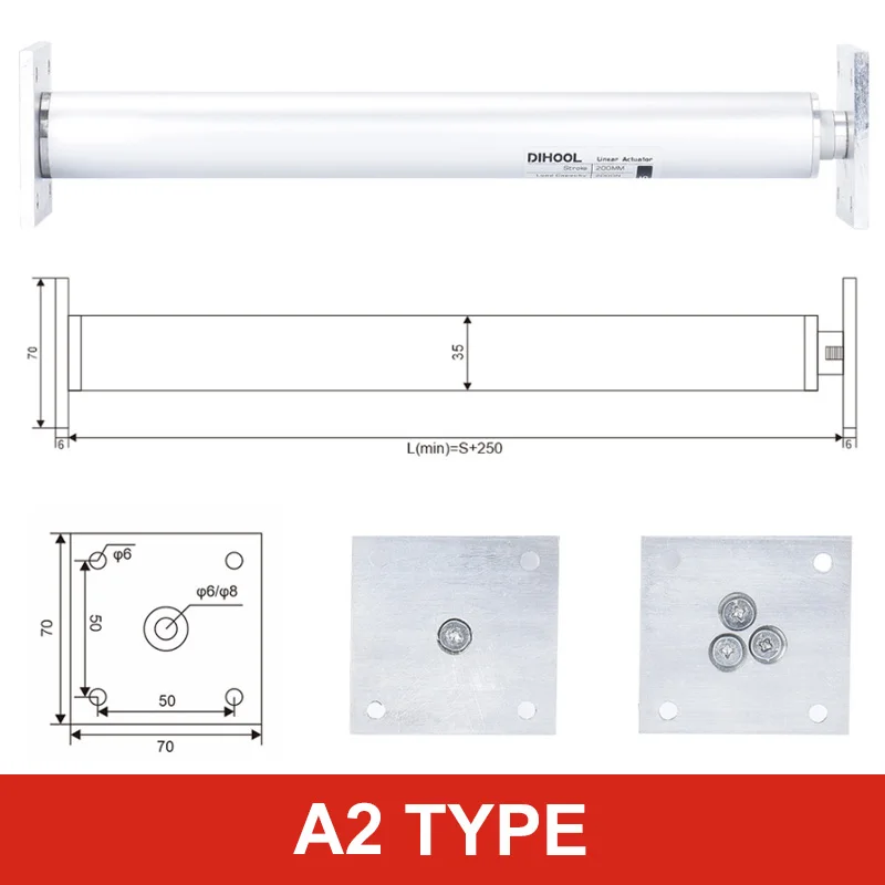 DC12V 24V Electric Linear Actuators 50~1000mm Stroke Motor DHLA35B 2000N 1500N 800N Reciprocate Straight Pen Type