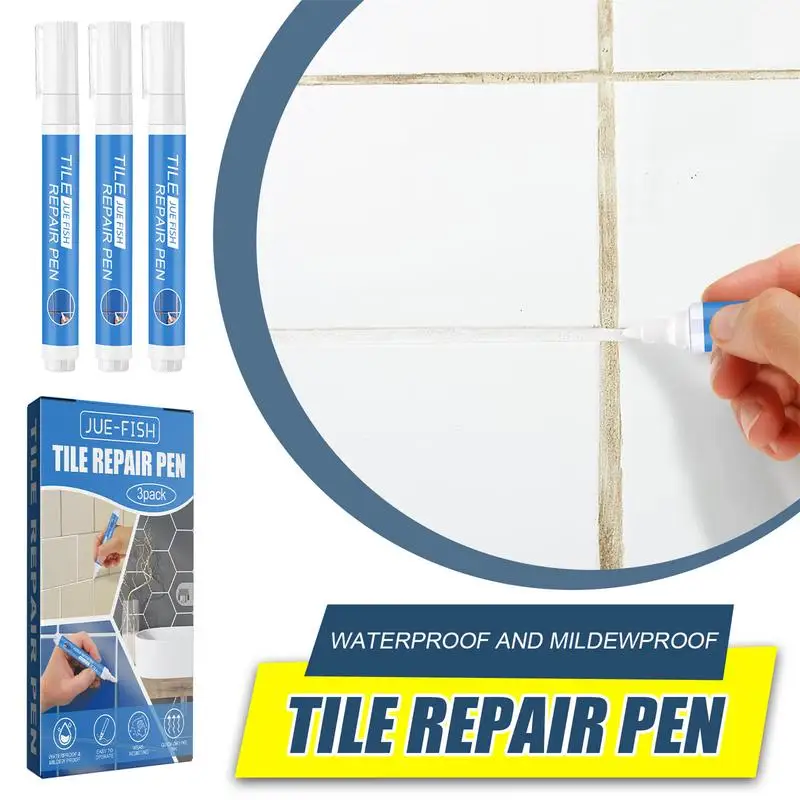 3pcs/pack White Waterproof Tile Marker Grout Pen Wall Seam Pen For Tiles Floor Bathroom Decontamination Seam Repair Tools