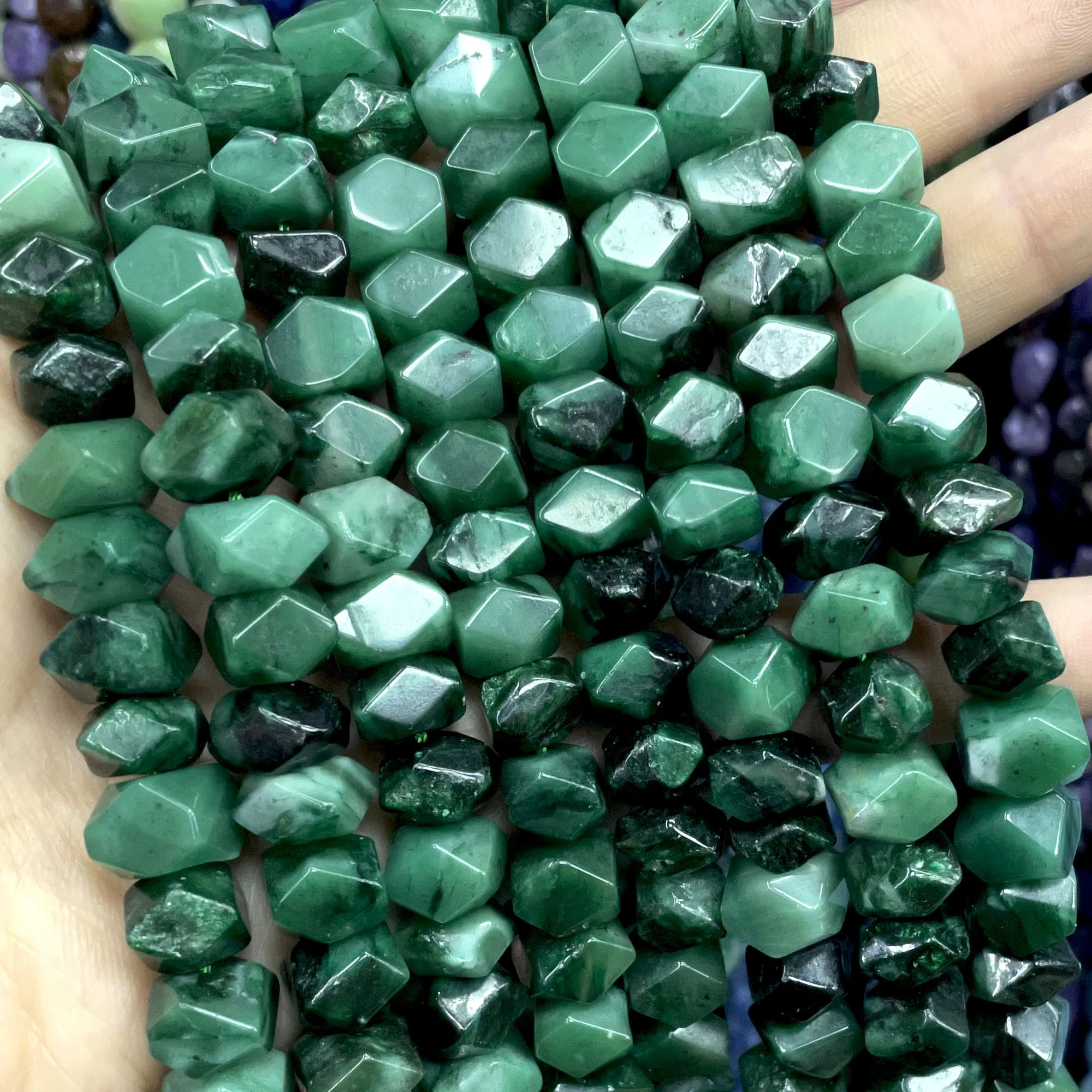 6x11MM Irregular Natural Emerald Green Gemstone Special Cut Loose Spacer Beads For Jewelry Making DIY Bracelet Accessories