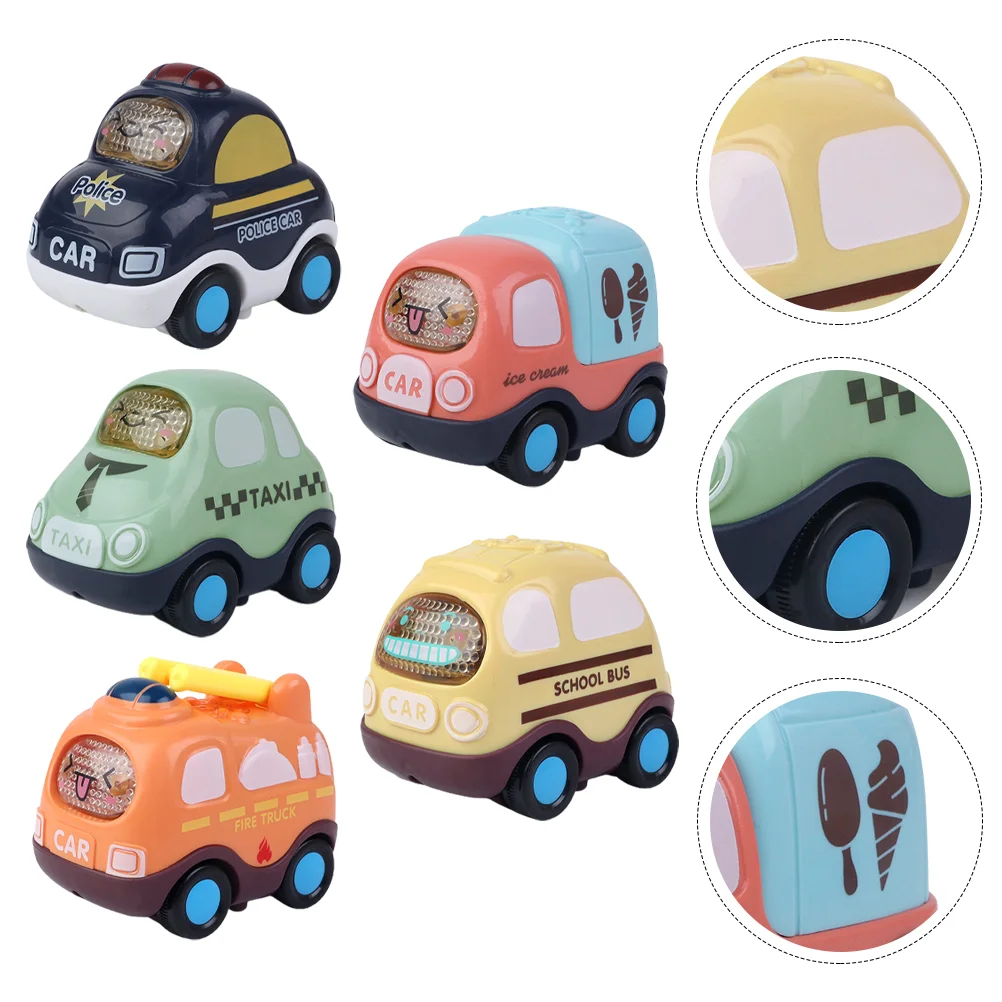 

5pcs Cartoon Toy Car Toy Inertia Design Safe for Kids Small Size Easy Grasp Non Remote Vehicle Playthings