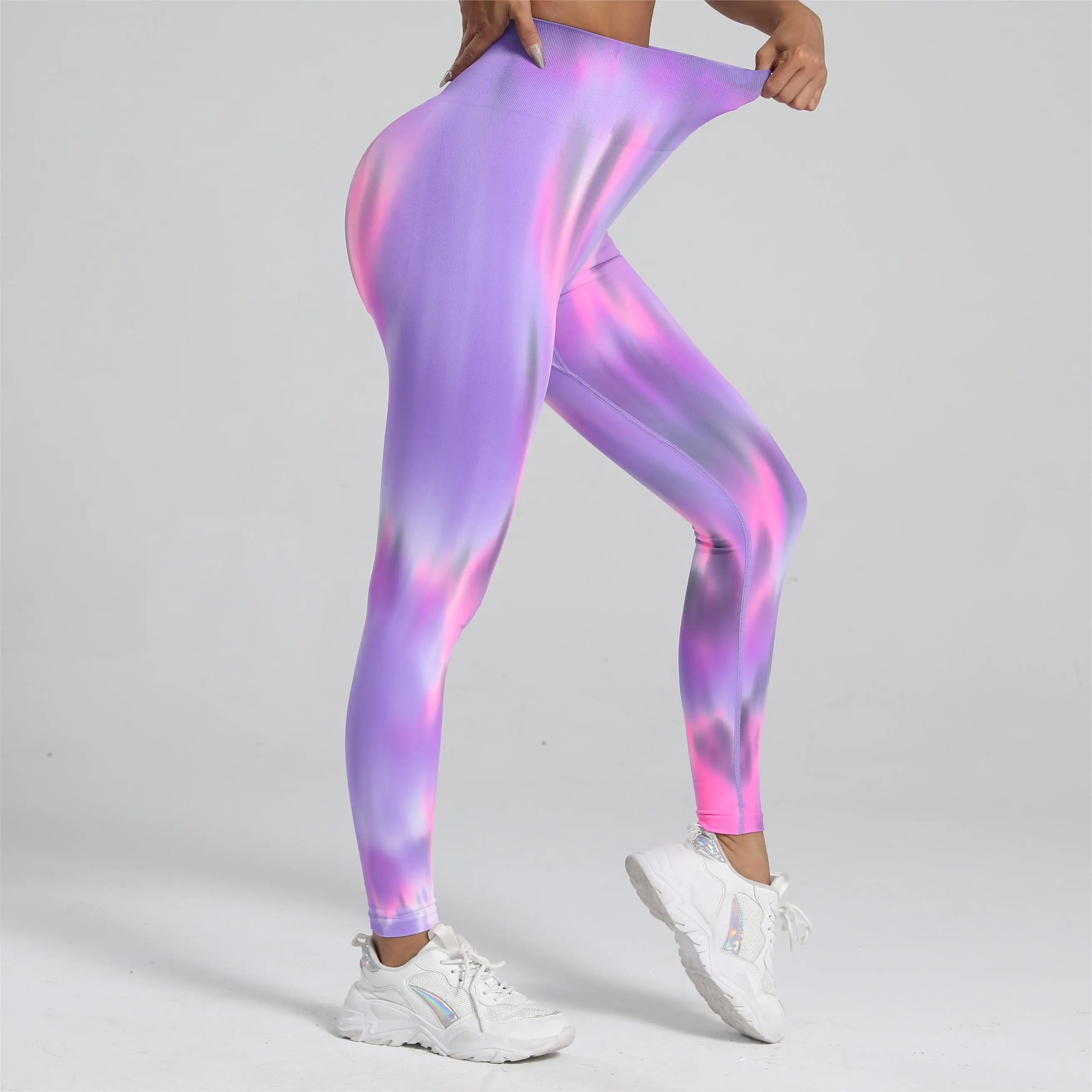Nuevas mujeres Tie Dye Legging de cintura alta Push Up Scrunch gimnasio deportes Yoga pantalones elásticos suaves medias entrenamiento botín Leggins Nylon