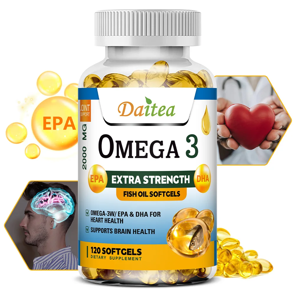 

Omega 3 Fish Oil - Benefits The Cardiovascular System, Cognitive Function, and Learning Ability - 120 Capsules