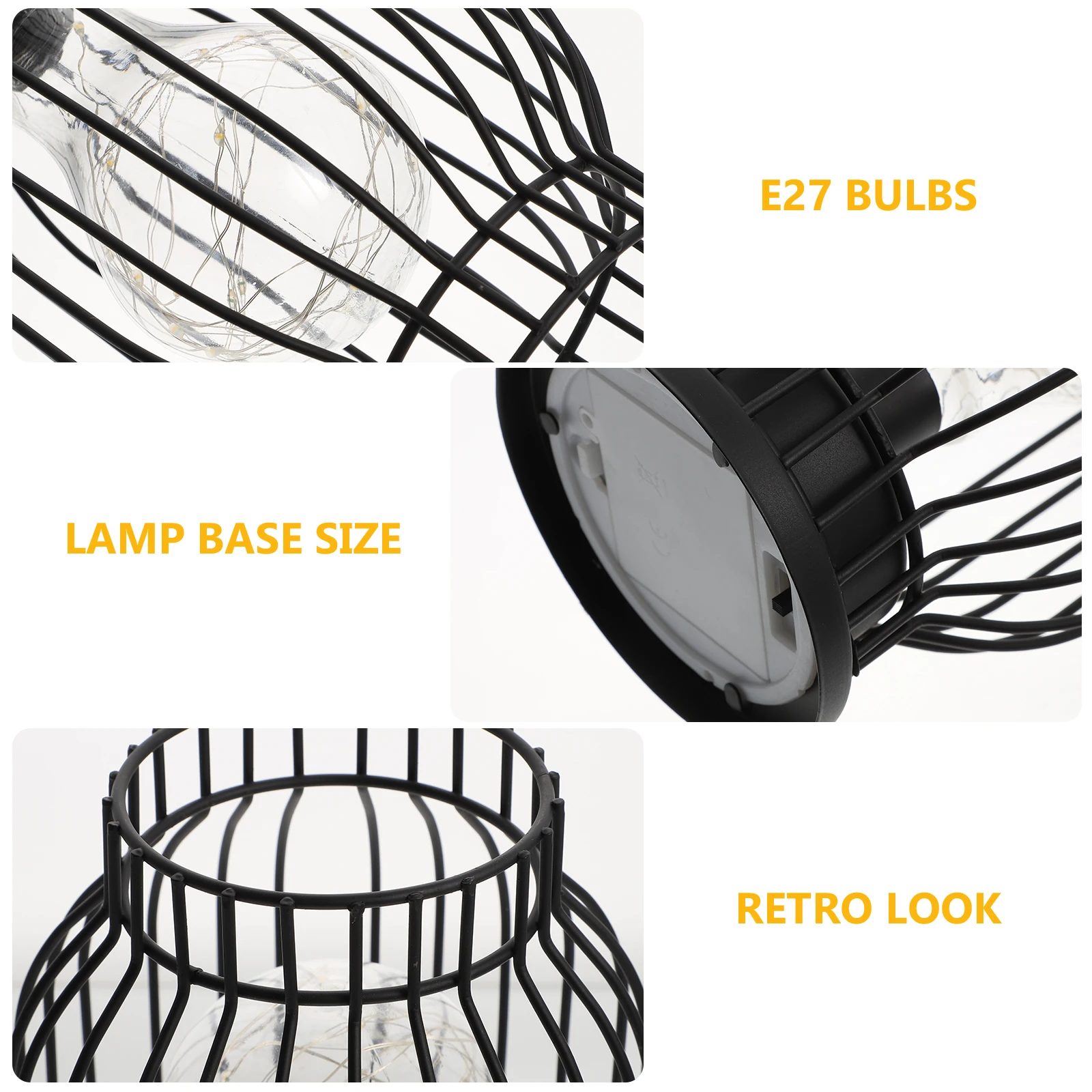 

1pc Retro Iron Desk Lamp Wrought Iron Table Light Usb Powered Vintage Bedside Lamp Black E27 Bulb Included
