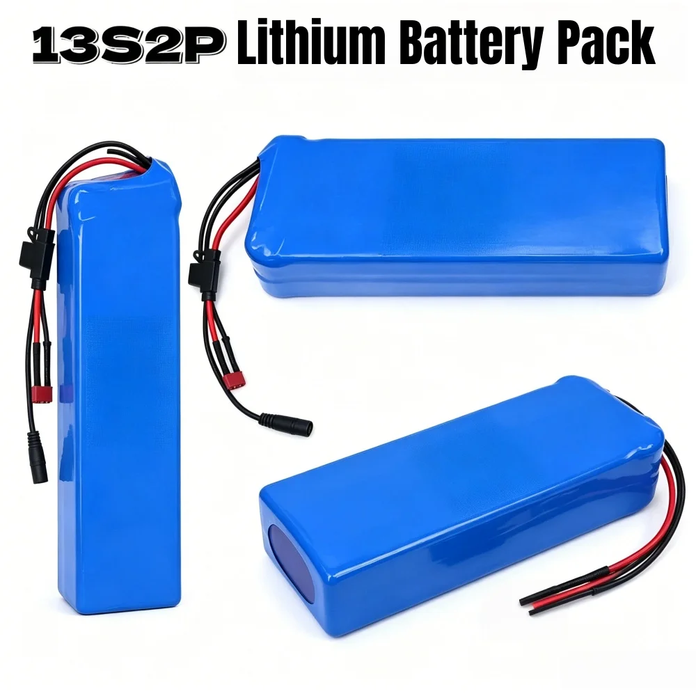 48V 10Ah Lithium Battery Pack with 54.6V Charger BMS 13S2P for Electric Scooter Bike DIY Conversion Kit