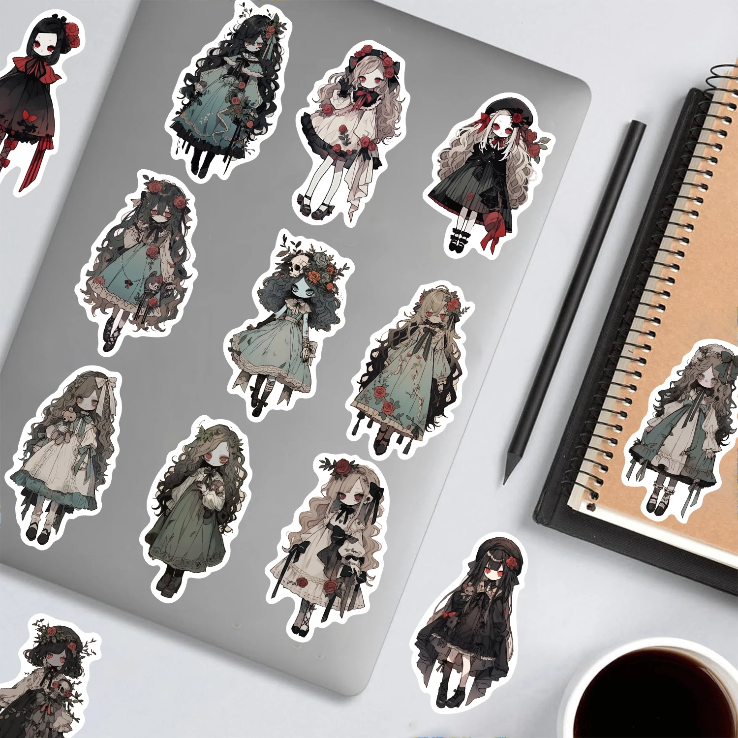 50PCS Vampire Print Stickers Nostalgia Motorcycle Coffee Bar Home Suitcase Living Room Waterproof Art Picture Guitar Sticker
