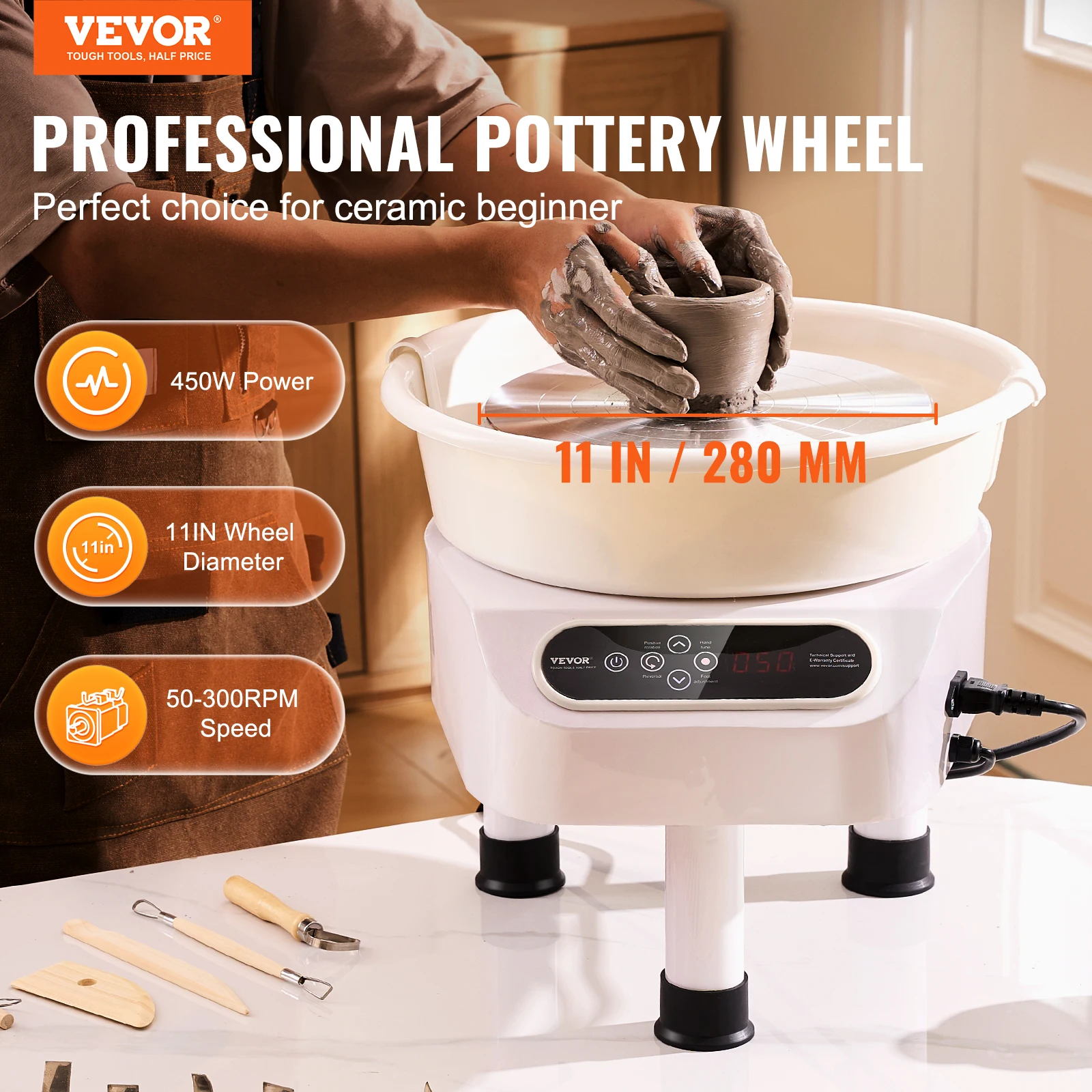 VEVOR Pottery Wheel 11 inch Pottery Forming Machine Electric Wheel for Pottery Direct Drive Ceramic Wheel  for DIY Art Craft