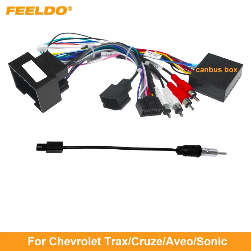 

10Set Car Media Android Radio Player 16Pin Wire Harness With Canbus Box For Chevrolet Trax Cruze Aveo Buick Regal Power Cable