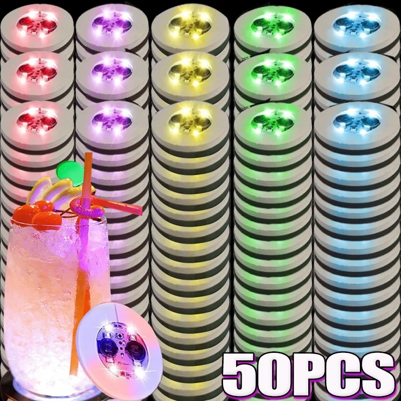 

LED Coaster Sticker Luminous Drinking Glass Cup Pads Lamp Colorful Glowing Wine Bottle Mats Bar Cocktail Drink Cups Mats Sticker