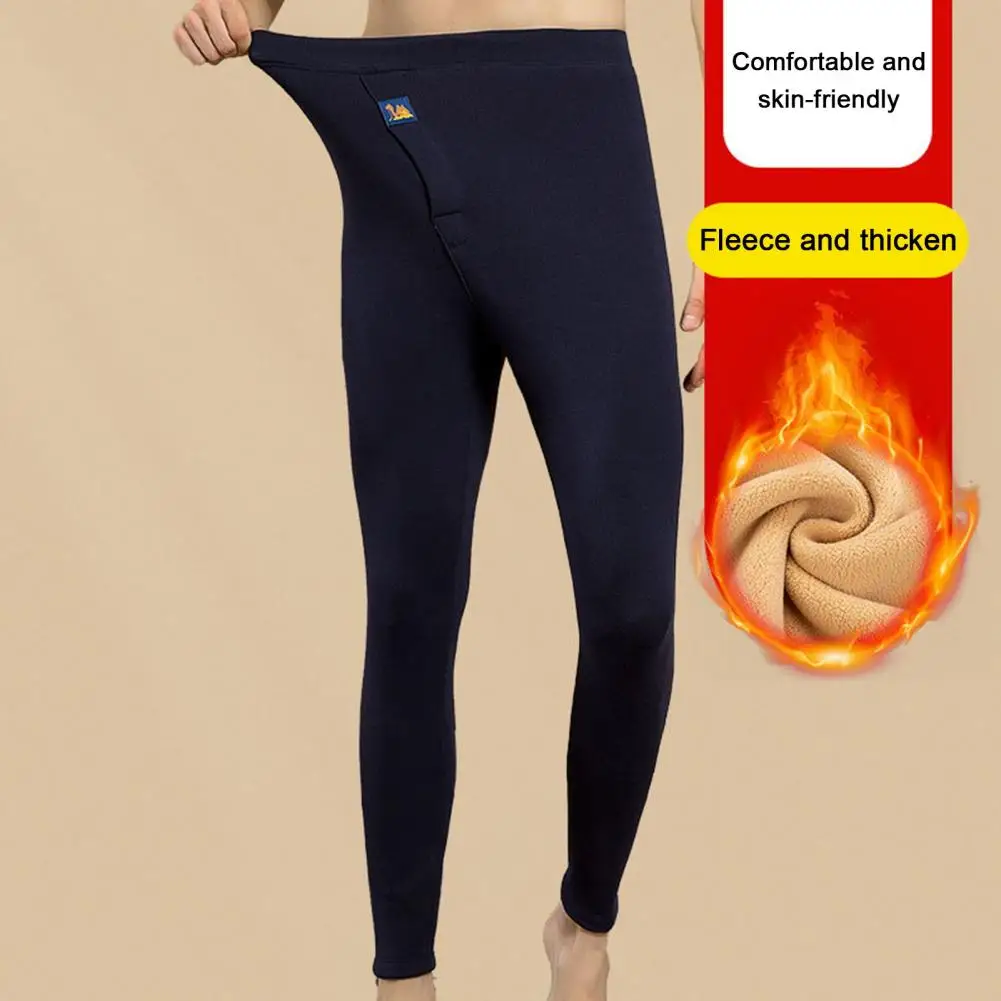 Men Long Johns Thermal Skin-Friendly Underwear Winter Warm Long Pants Slim Fit High Elastic Comfortable Warm Fleece Legging