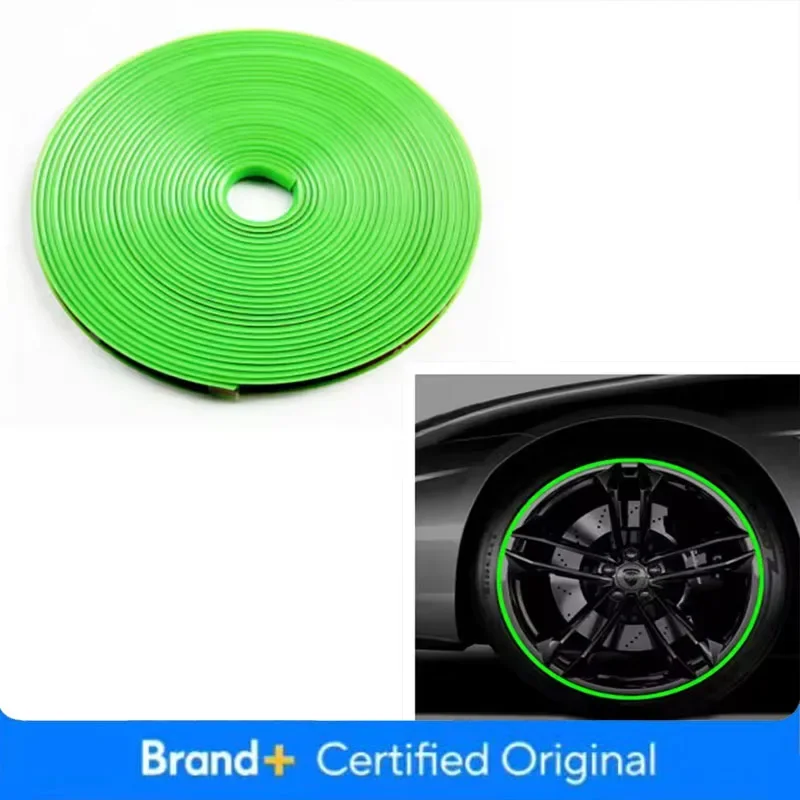 

8M/Roll Car Wheel Hub Rim Protector Ring Tire Rubber Strip Decoration Moulding LineGreen Amagi