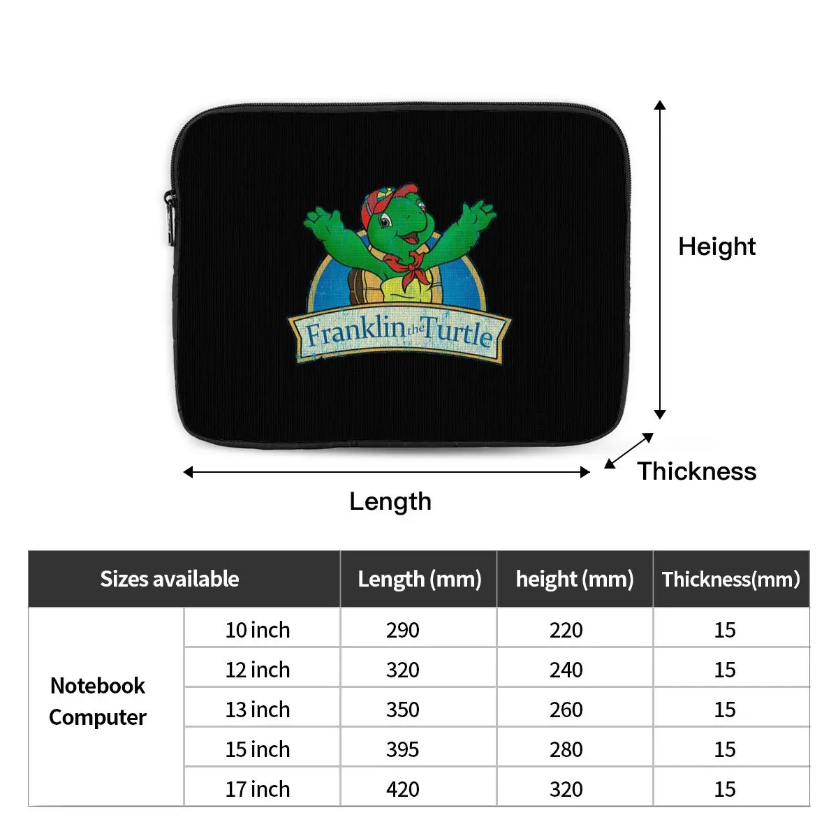 Vintage Franklin The Turtle Notebook Laptop Bag Case Pouch 10 12 13 15 17 Inch For Macbook Air Pro Tablet Shockproof Case Bag