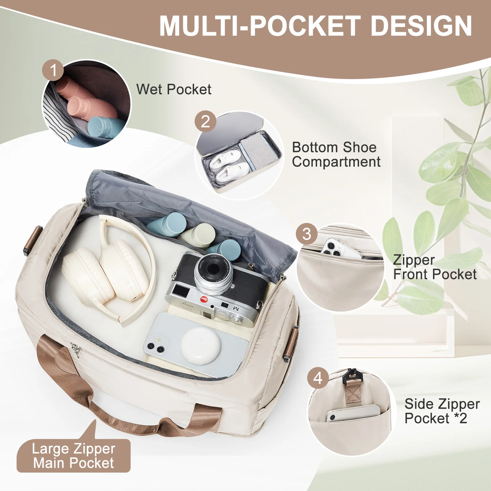 Reisetasche 40x30x20 für Ryanair, Sporttasche, Wochenendtasche, Handgepäck, Tragetasche, Reisetasche für Damen und Herren, Umstandstasche für das Krankenhaus – Detail 3