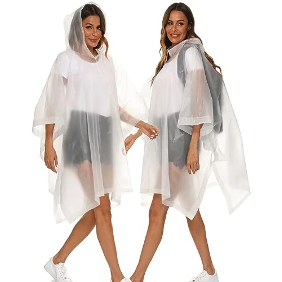 

2 Pack Rain Ponchos for Adults Reusable - Raincoats Survival Emergency Heavy Duty Rain Coat with Drawstring Hood