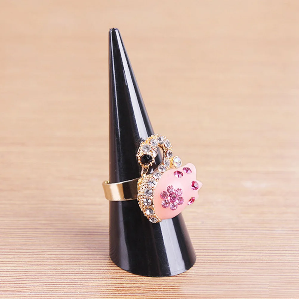 

5Pcs Plastic Ring Display Stand Cone Acrylic Jewelry Holder Smooth Flat Cut Stable Tabletop Ring Display Holder for Retail Craft
