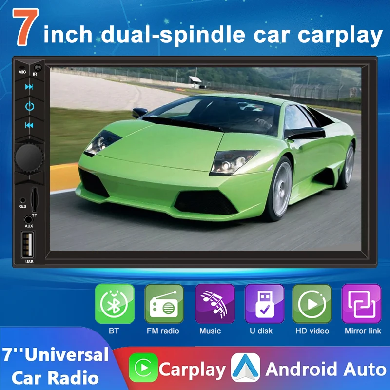 

Universal 7inch 2 Din Car Radio Carplay Autoradio Multimedia MP5 Player Car Stereo Bluetooth USB/TF/FM/AUX-IN HD Touch Screen