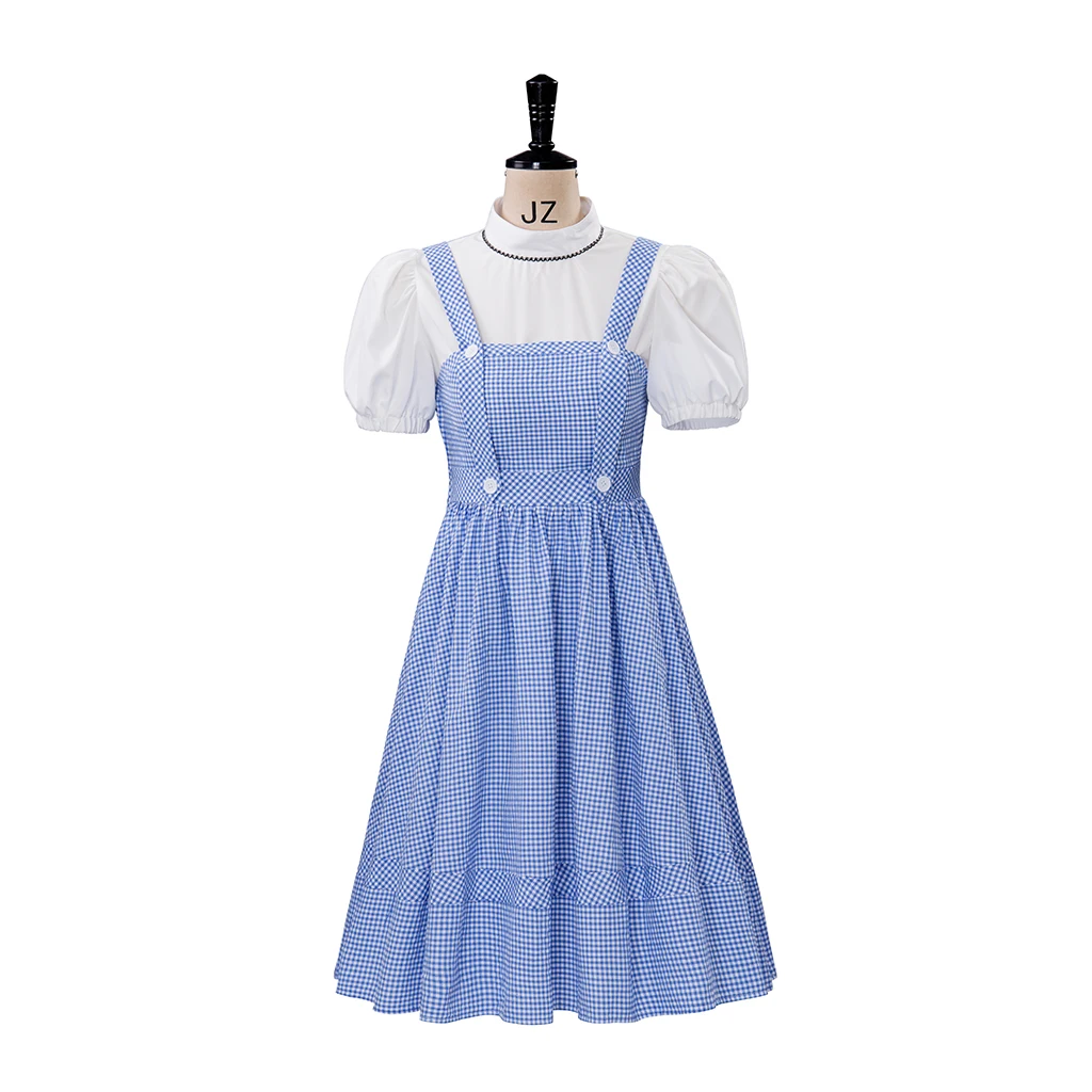 

Dorothy Cosplay Costume Adult Women Blue Plaid Dress Halloween Carnival Disguise Party Gingham Dress Outfit