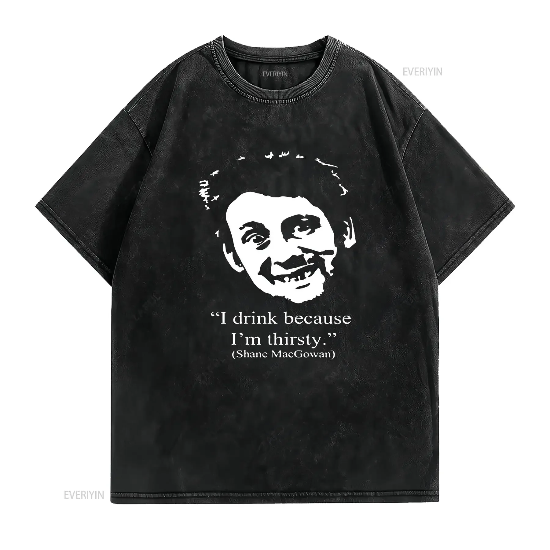 تي شيرت The POGUES تي شيرت عتيق مغسول ومتعدد الاستخدامات ملابس غير رسمية مصممة برسومات قليلاً للارتداء اليومي وجيد التهوية