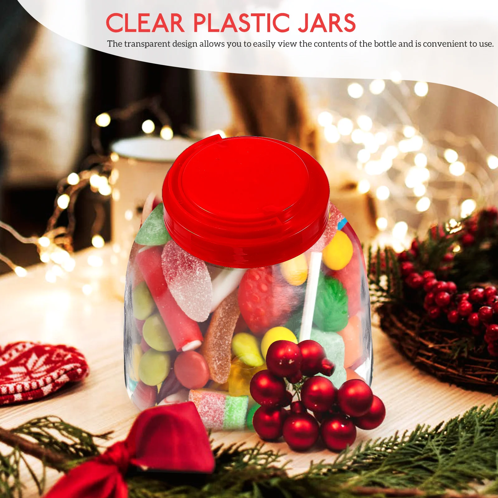 

Transparent Candy Jars Plastic Storage Bottles 1500ml Clear Wide Mouth Kitchen Countertop Jars Candy Containers