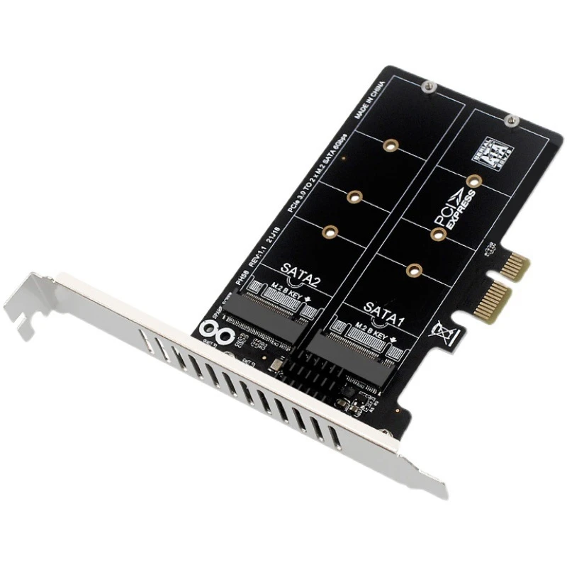 1 Piece M.2 SATA To PCIE Adapter Card Dual-Disk Array Card RAID Expansion Card PCIEX1 To NGFF M2 SATA6G Riser Card