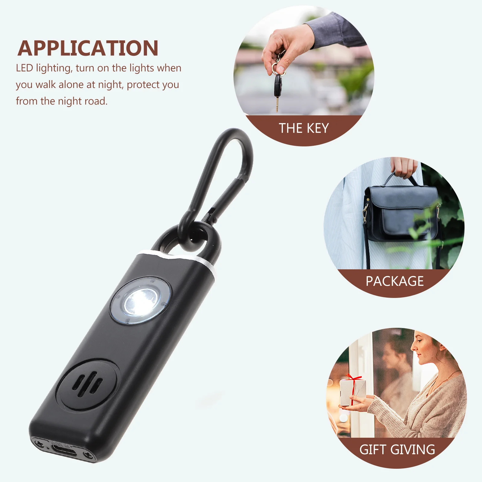 Rechargeable Personal Safety Alarm Keychain 130db Loud Sound for Elderly Children Emergency Night