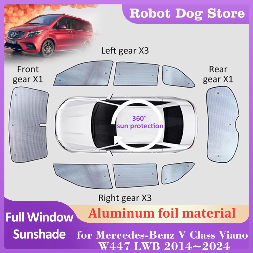 Coverage Sunshades for Mercedes-Benz V Class Vito W447 Valente 2014~2024 Windows Visor Windshield Curtain Skylight Accessories