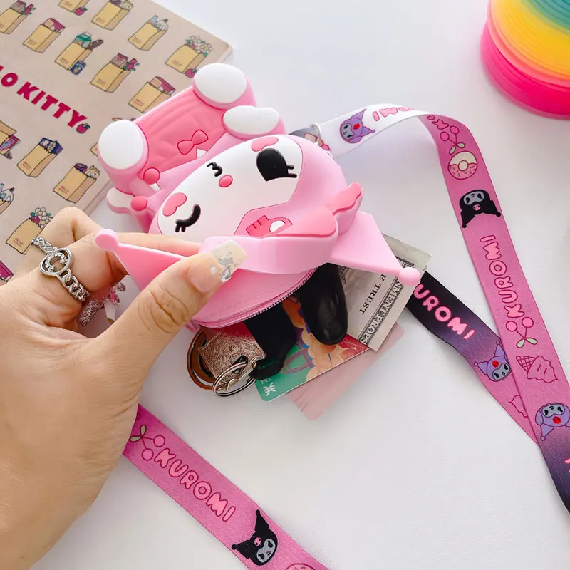 Torba na ramię Kawaii Sanrio dla dzieci Hello Kitty torba na ubrania Kuromi moja melodia silikonowa torebka torby Crossbody na prezent dla dzieci