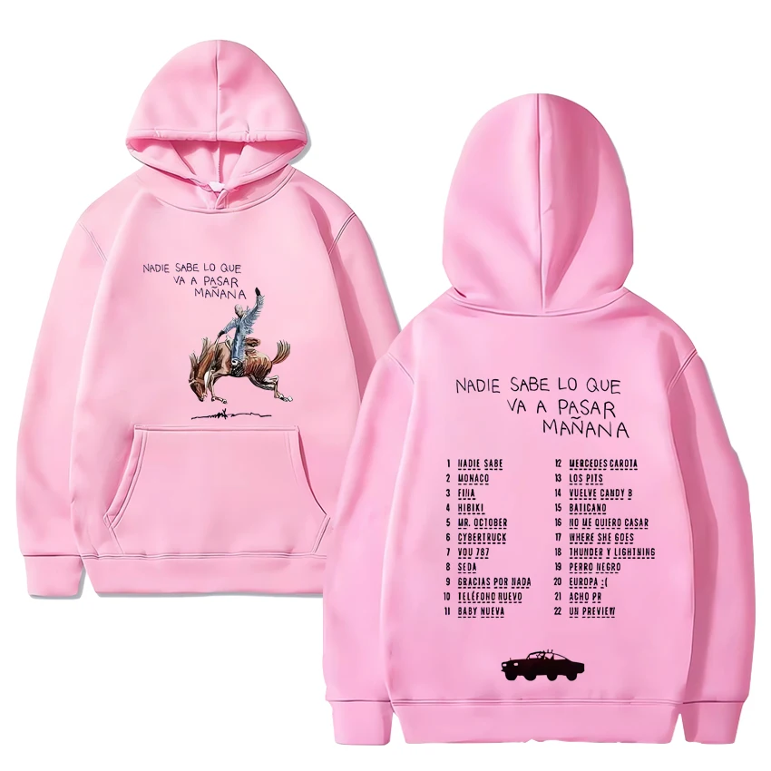 Bad Bunny Hoodies Nadie Sabe Lo Que Va APasar Manana Sweatshirt Men Women Casual Fashion Music hoodie Unisex vintage pullovers