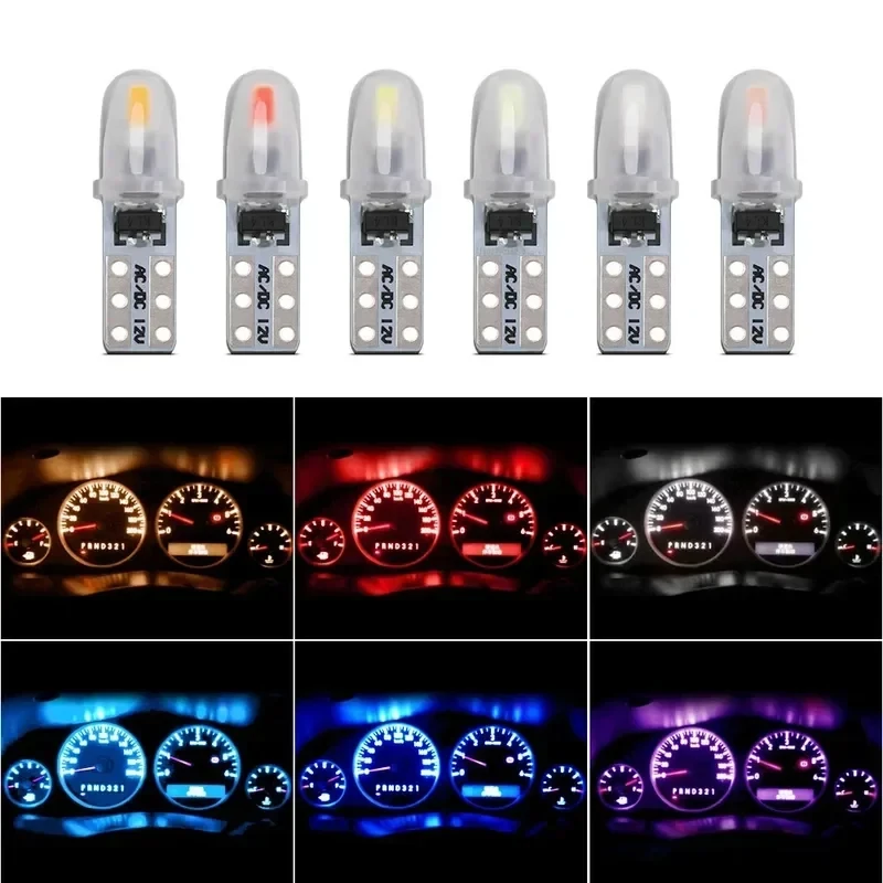 5/10Pcs T5 W3W 2 SMD 3014 Dashboard Car LED Bulbs 12V DC W1.2W 70 73 74 79 85 Indicator Wedge Auto Instrument Warming Lamp
