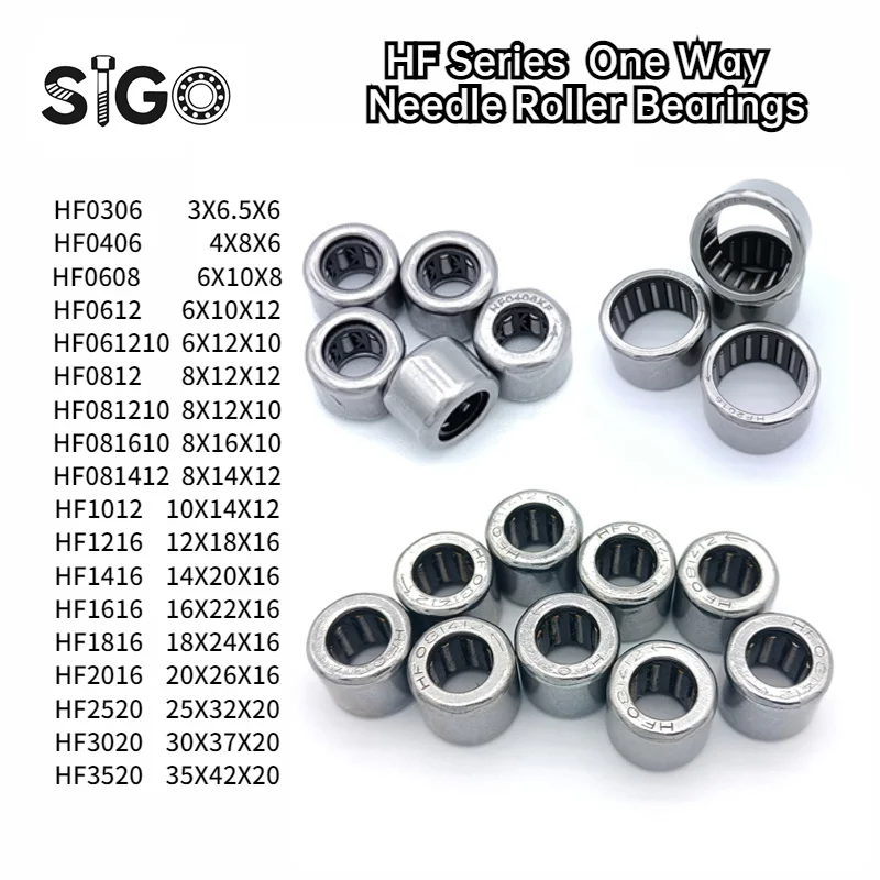 2PCS HF Series One-way Needle RollerBearing HF 0306 0406 0608 0612 061210 0812 1012 1216 1416 1616 1816 2016 2520 3020 3520