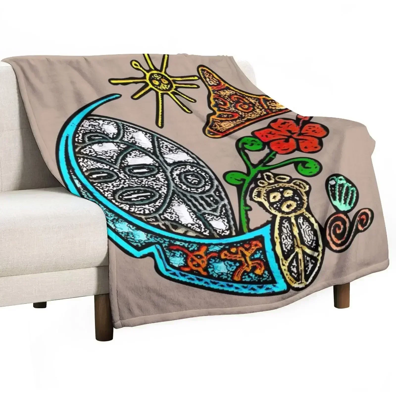 Atabey Goddess Taino Symbols Puerto Rico Throw Blanket Wrinkle Resistant Lightweight Blanket