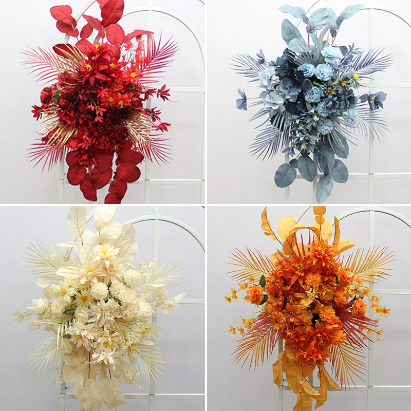 Wedding Fake Flowers Hanging Decor Red Forest Style Floral Arrangement for Ceremony Background Faux floral  for event ambiance