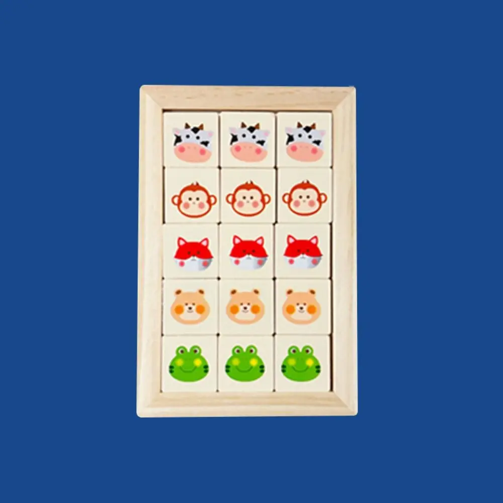 Game Blocks Animal Sliding Puzzle Games Early Educational IQ Game Moving Sliding Wooden Portable Intelligence Puzzle