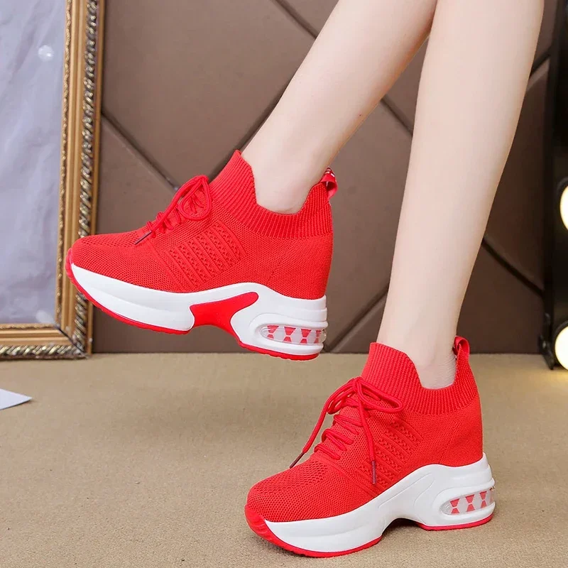 

Pop Girl Sneakers Shoes Women White/Black /Red Breathable Autumn Sneakers Casual Shoes Female Colors Shoes Heels Zapatillas Muje