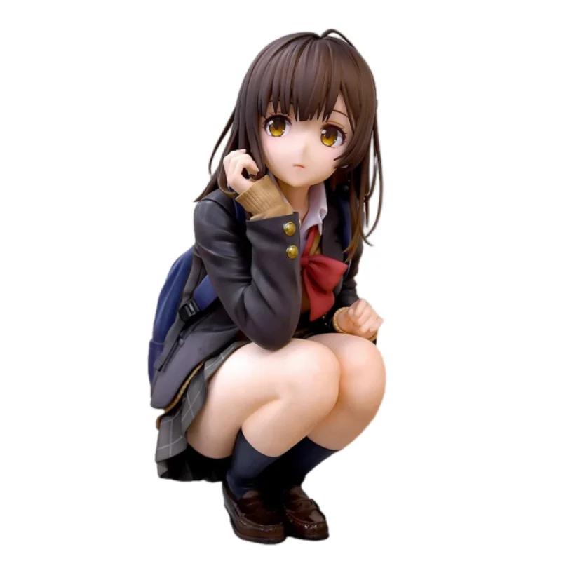 Figura de Anime Ogiwara Sayu de 15CM, Hige Wo Soru Soshite Joshikousei Wo Hirou, juguete en cuclillas, colección de regalo, figura de acción