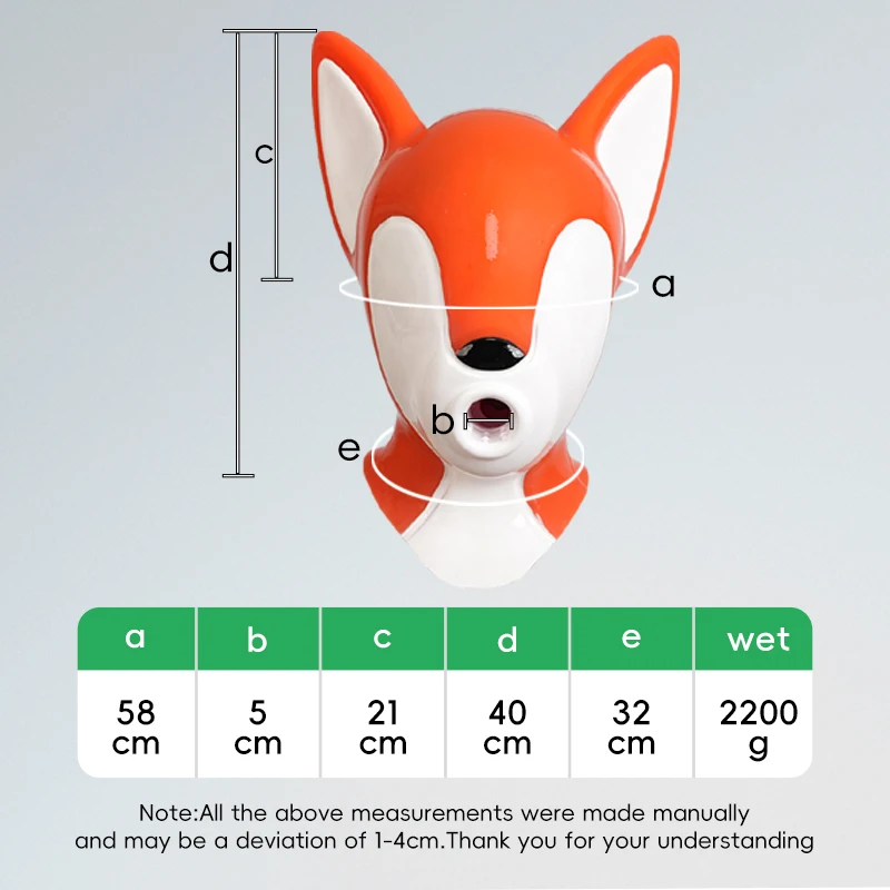 Furrjoi Silicone Fox Hood Realistic Mask for Cosplay Costumes Furry Headgear Upgrade Latex Pet Play Tights Catsuit