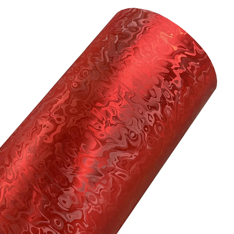 Premium PET Cosmic Ghost Strukturierte rote geschmiedete Carbon-Vinylfolie, selbstklebender Aufkleber, Auto-Autoverpackung