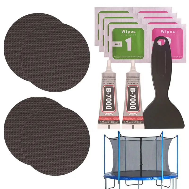 Trampoline Patch Repair Kit 4 Inch Round Tent Trampoline Waterproof Patch Fixing Kit Repair Trampoline Mat Patch Complete Set