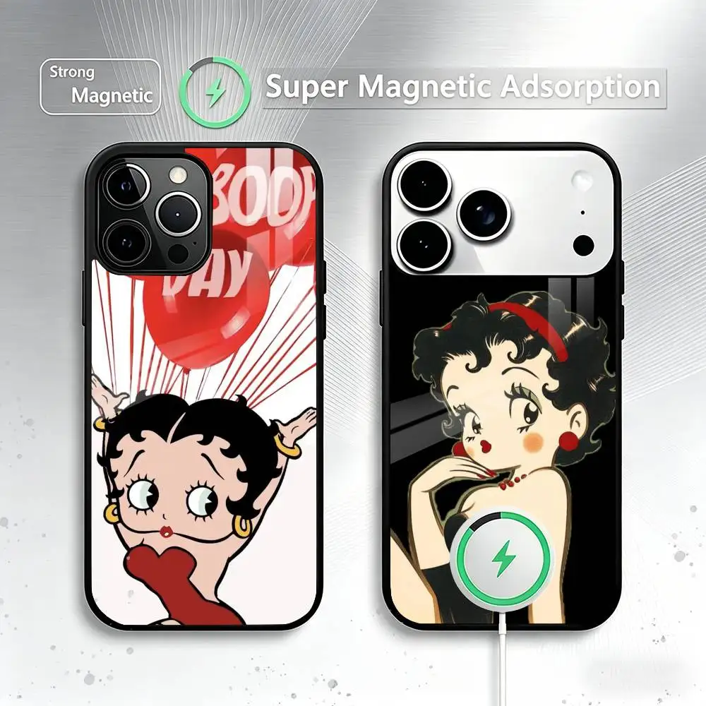 

B-Betty Cute B-Boops Phone Case For iPhone17,16,15,14,13,12,11 Plus,Pro Magnetic For Magsafe Wireless Charging