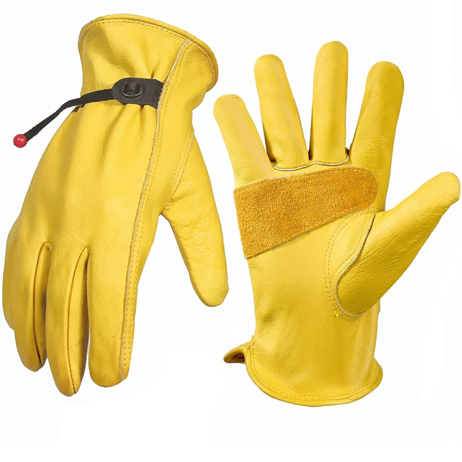 Leatherwork Repairs - 남녀 공용 노란색 소가죽 가죽 장갑,