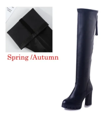 2022 Fashon Patent leather Women Thigh high boots Autumn Winter Stretch Slim Platform Thick High heels Over the knee Boots Shoes